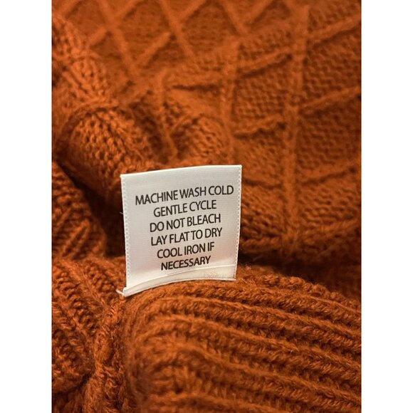 Fenn Wright Manson Rust Orange Cable Knit Tunic Sweater Toggle Cowl Neck Size 1X - Picture 9 of 11
